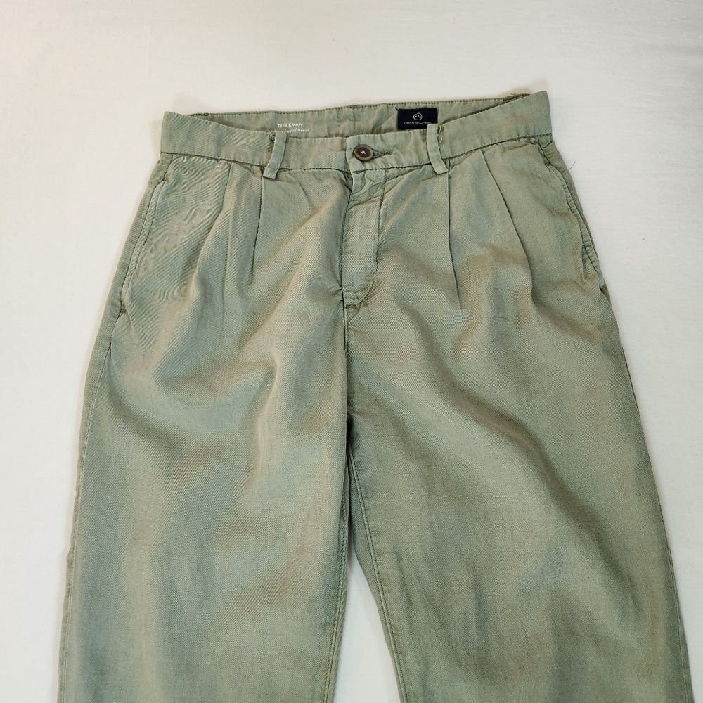 AG Adriano Goldschmied The Evan relaxed pleated trousers green crop cropped 25 - Picture 3 of 14